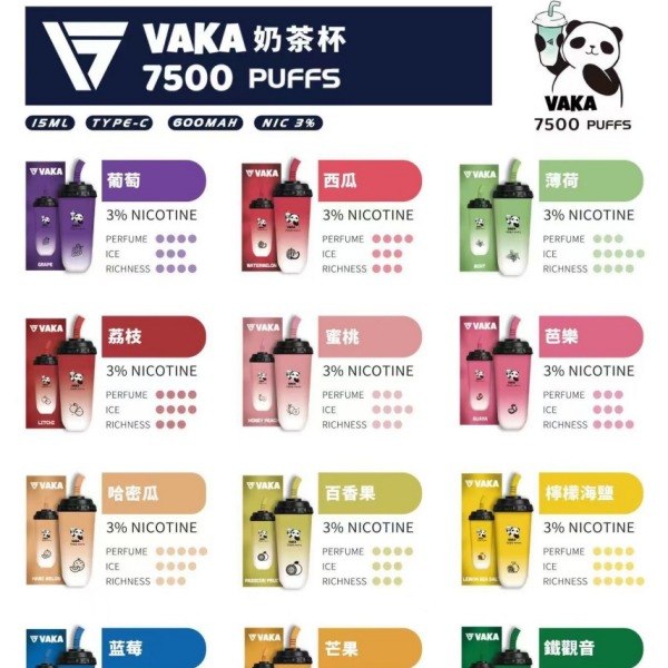 VAKA7500口 拋棄式電子煙 奶茶杯一次性電子菸 正品現貨  當天可出貨 新